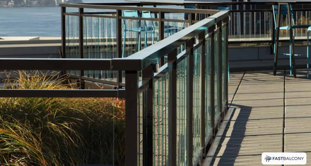 Fast Balcony Glass Balcony Railing System - frame and rail detail