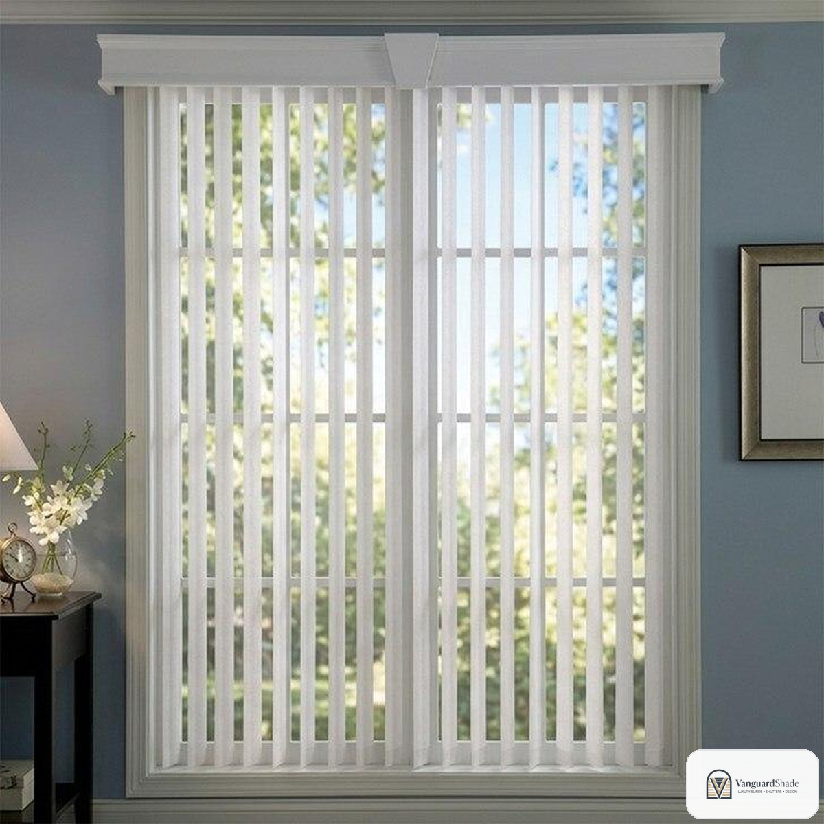 Vanguard Shade 3.5 in. Fabric Vertical Blind, Custom Cut Width - detail view