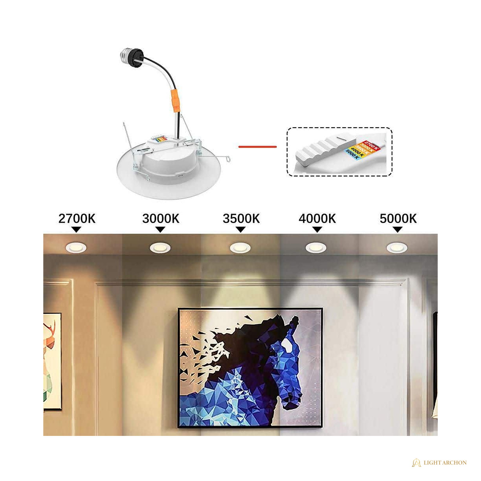Light Archon Strata 5/6 in. Selectable CCT LED Recessed Retrofit Trim - construction detail