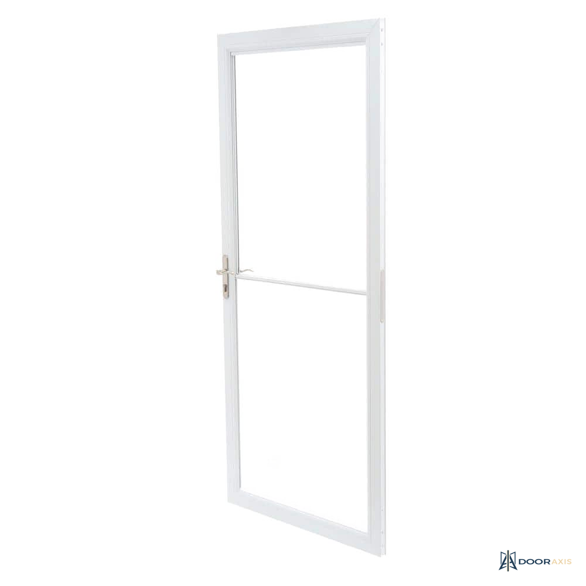 Door Axis 36 in x 80 in White Full View Aluminum Storm Door with Retractable Insect Screen - panel and glazing detail