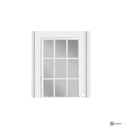 Door Axis 32 in x 80 in 9-Lite Triple Pane Clear Glass Steel Prehung Front Door with Brickmold - panel and glazing detail