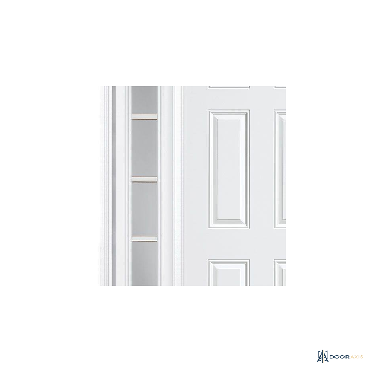 Door Axis 60 in x 80 in 6-Panel Steel Prehung Front Door with Two 10 in 5-Lite Sidelites - panel and glazing detail
