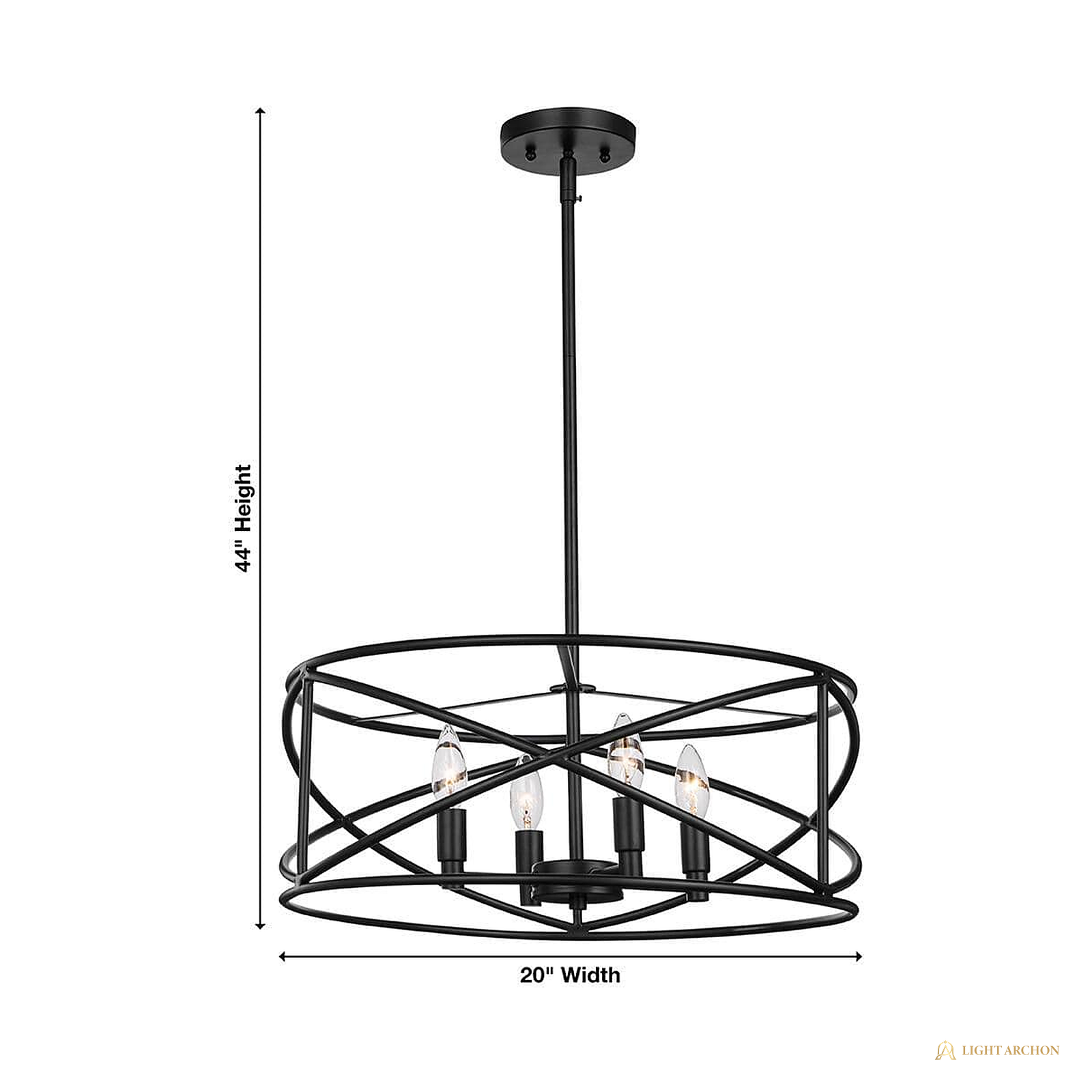 Light Archon Forge 20 in. 4-Light Satin Bronze Industrial Drum Chandelier - construction detail