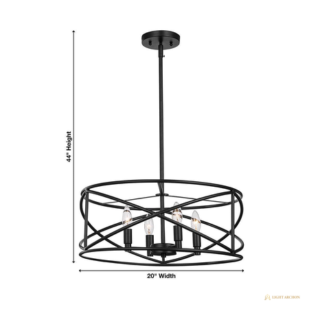 Light Archon Forge 20 in. 4-Light Satin Bronze Industrial Drum Chandelier - construction detail