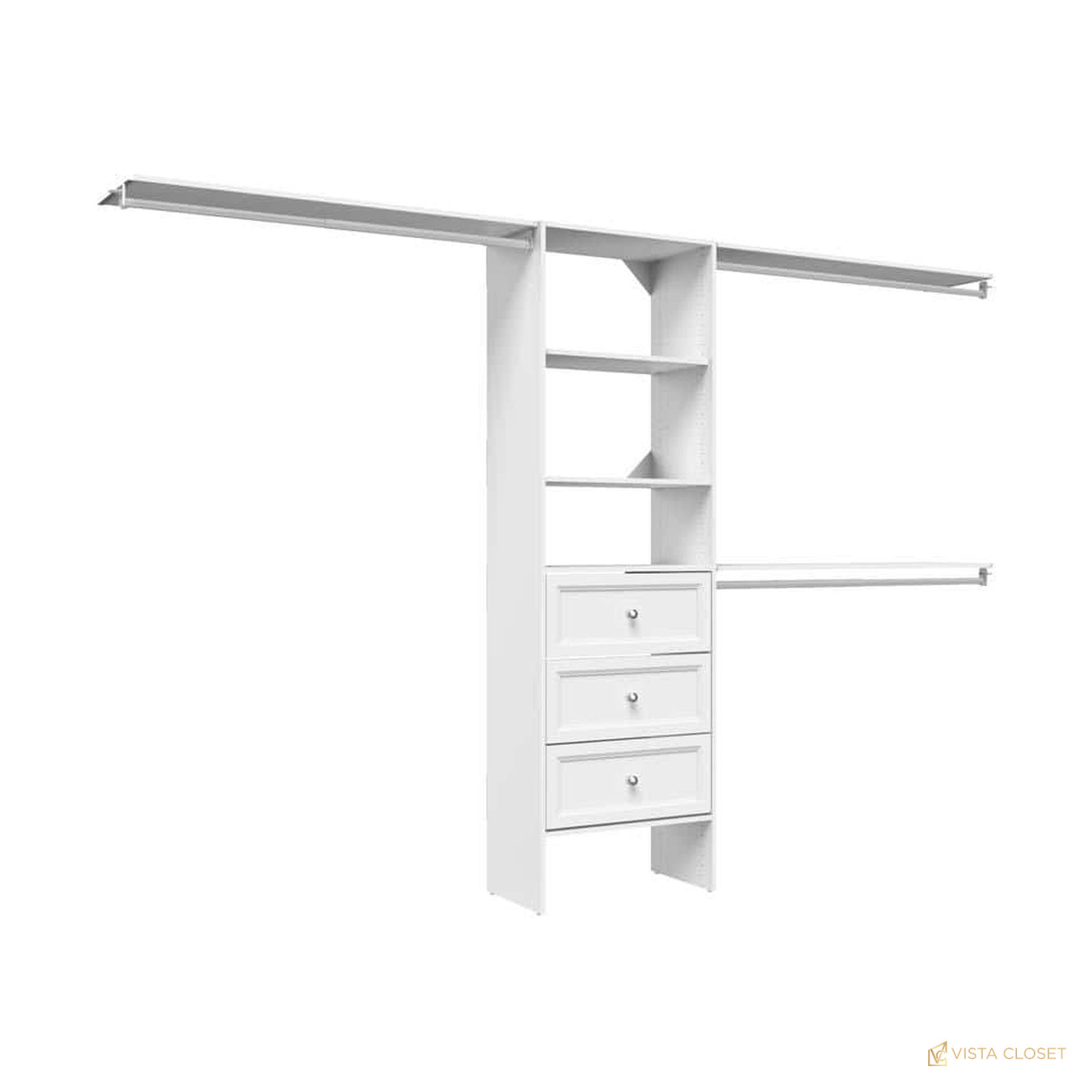 Vista Closet 60 in. to 120 in. W White Laminate Reach-In Closet System - construction detail