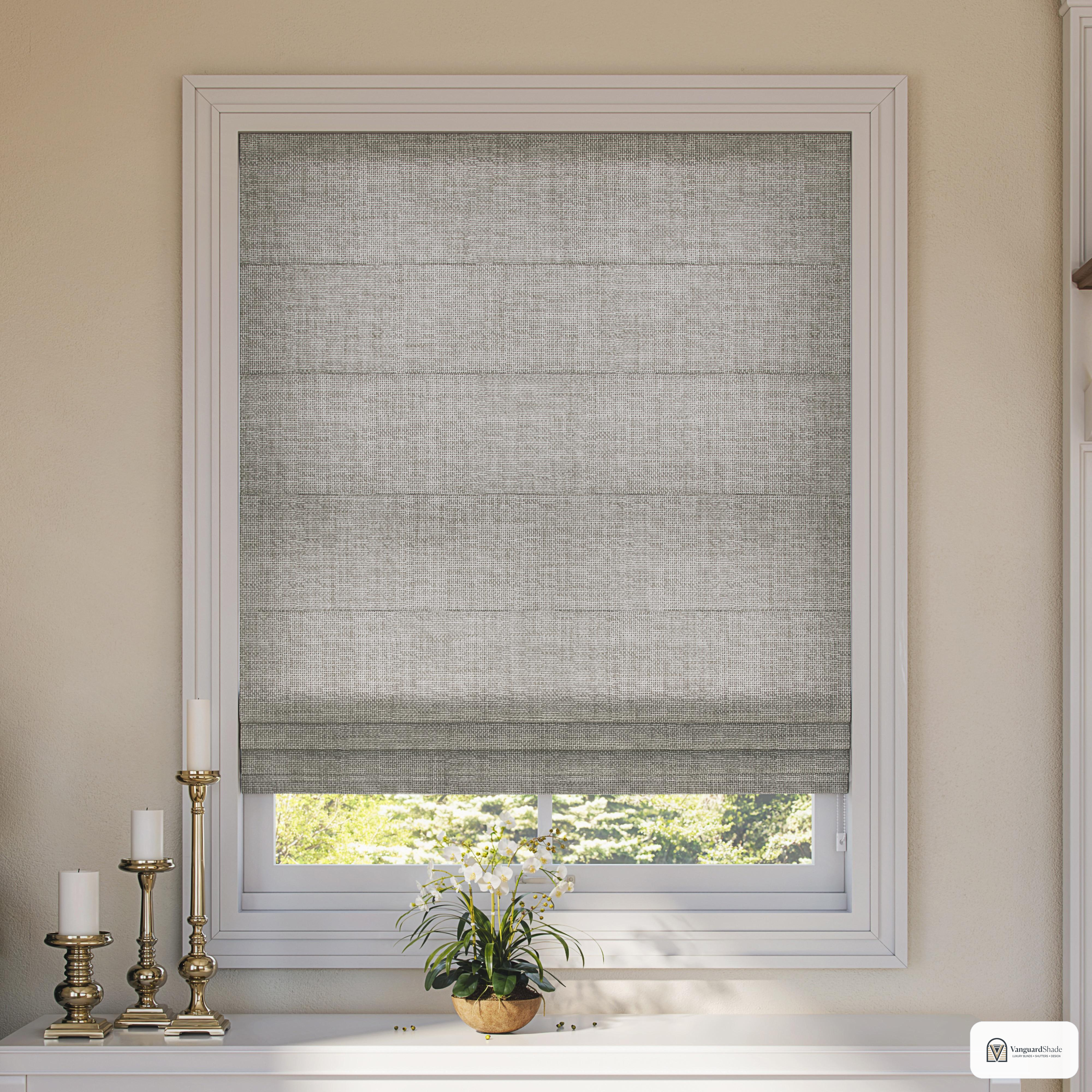 Vanguard Shade Roman Shade, Blackout Lined, Custom Cut - detail view