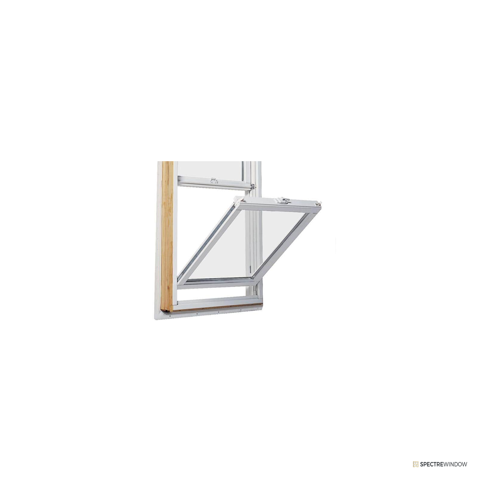 Spectre Window 35.5 in. x 56.5 in. Clad Wood Double Hung Window with Low-E Glass - frame and hardware detail