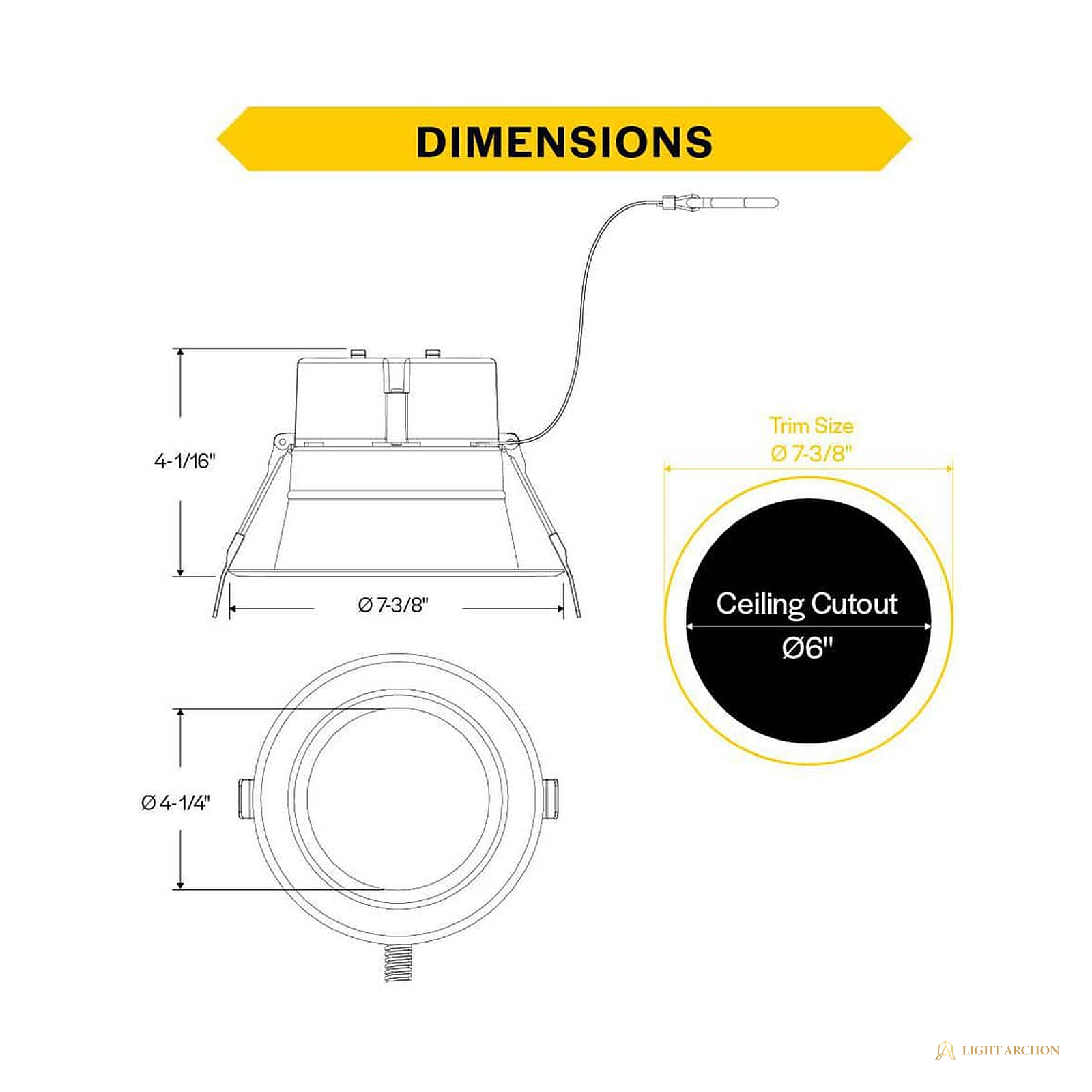Light Archon Kestrel 6 in. Commercial LED Downlight, Selectable Lumens and CCT, 120-277V - construction detail