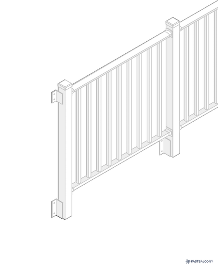 Fast Balcony Juliet Balcony Guard System, Bolt-On Aluminum - frame and rail detail