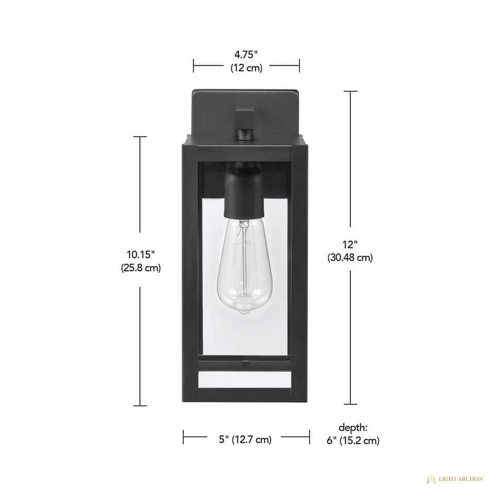 Light Archon Warden 12 in. Outdoor Wall Lantern, Matte Black - construction detail