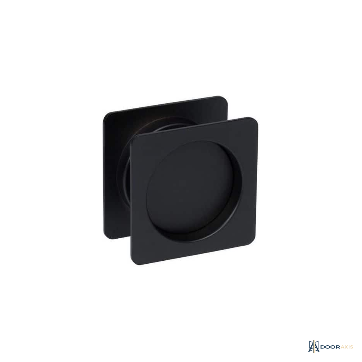 Door Axis Square Passage Pocket Door Lock, Matte Black - panel and glazing detail