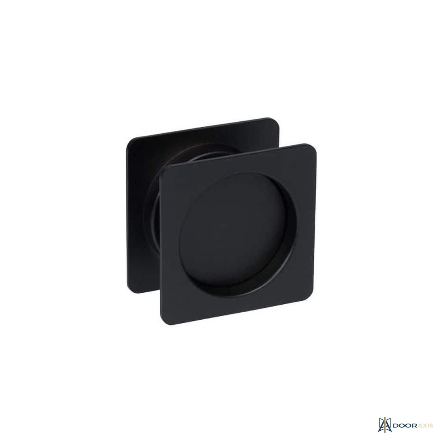 Door Axis Square Passage Pocket Door Lock, Matte Black - panel and glazing detail