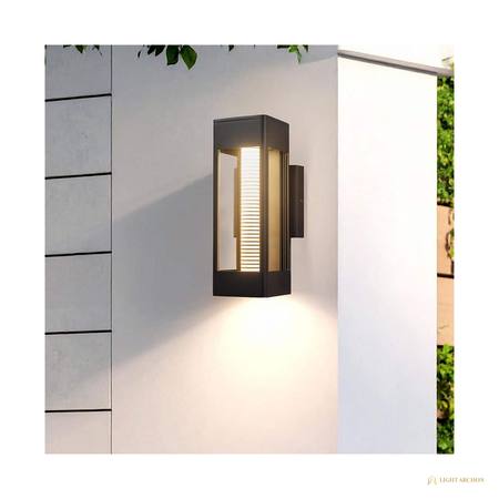 Light Archon Onyx 11 in. Integrated LED Outdoor Wall Sconce with Etched Glass, Matte Black - construction detail