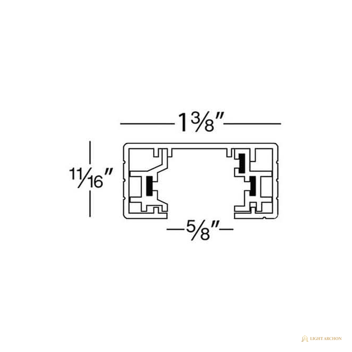Light Archon Traverse 8 ft. Single Circuit H-Type Track Section with Endcaps, Black - construction detail