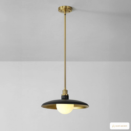 Light Archon Brim 15 in. Matte Black and Brass Pendant with Etched Glass Inner Shade - construction detail