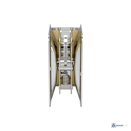 Door Axis 3-1/4 in Pocket Door Pull with Privacy Lock, Polished Chrome - panel and glazing detail