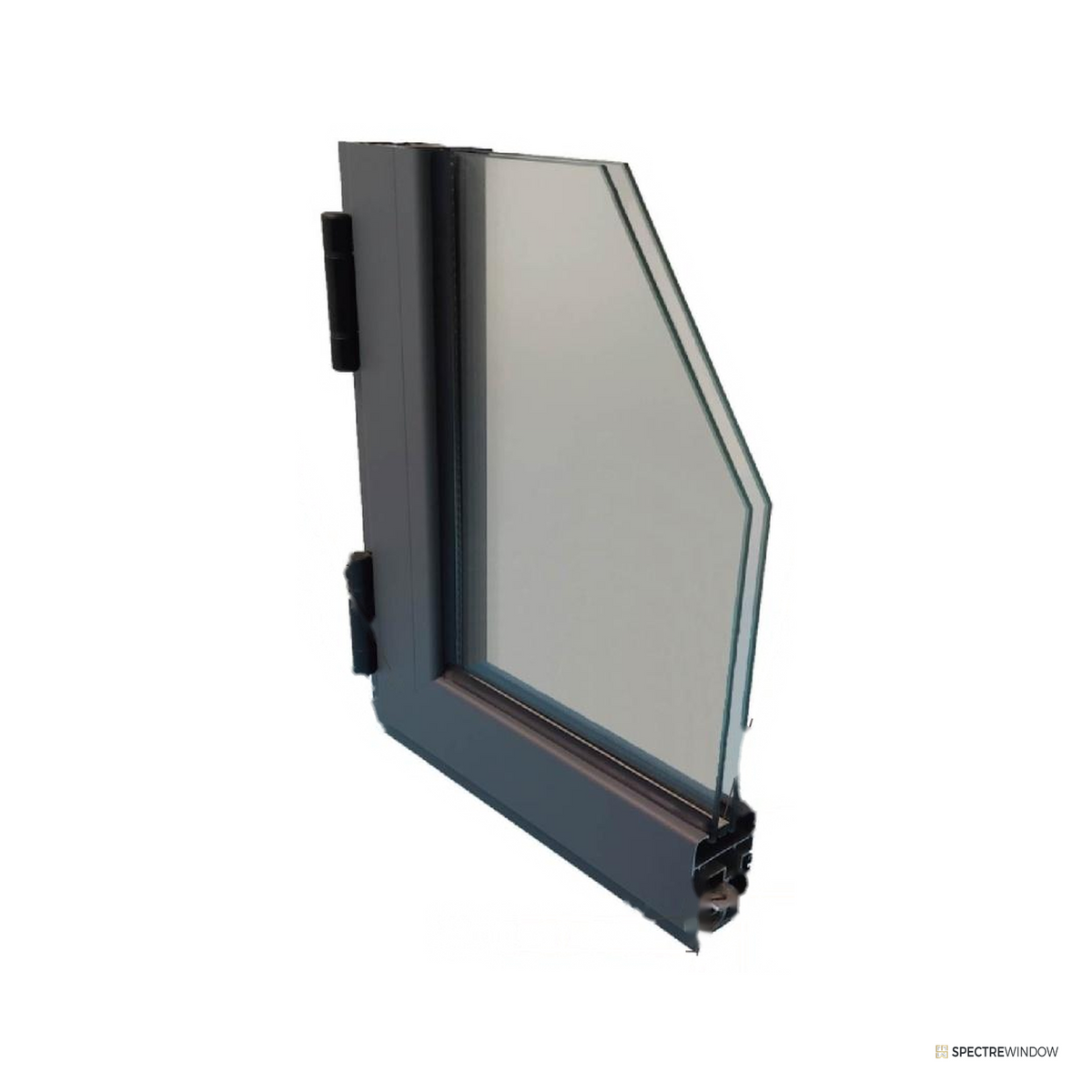 Spectre Window 40 Series Aluminum Casement Window, Single Glazed - frame and hardware detail