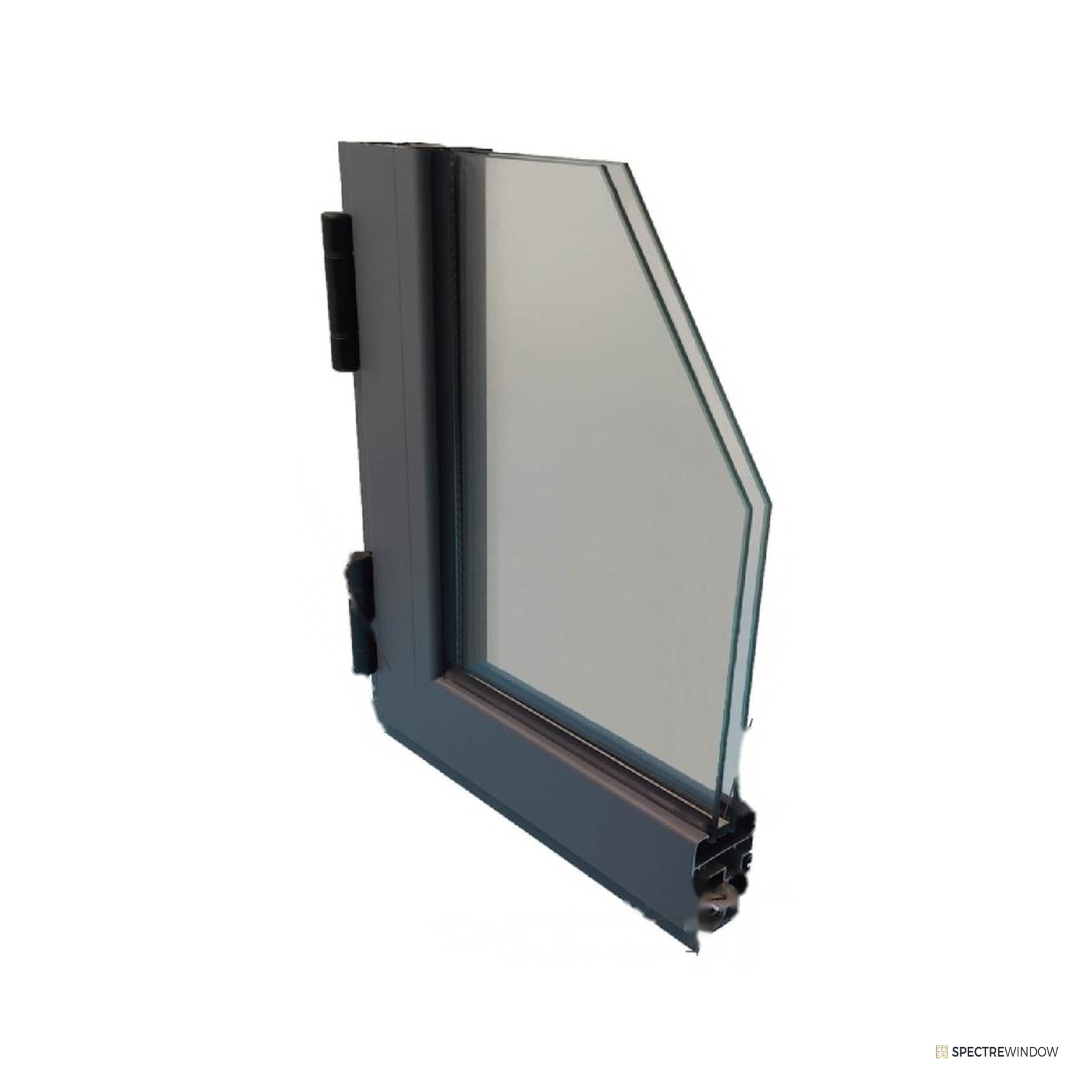 Spectre Window 40 Series Aluminum Casement Window, Single Glazed - frame and hardware detail