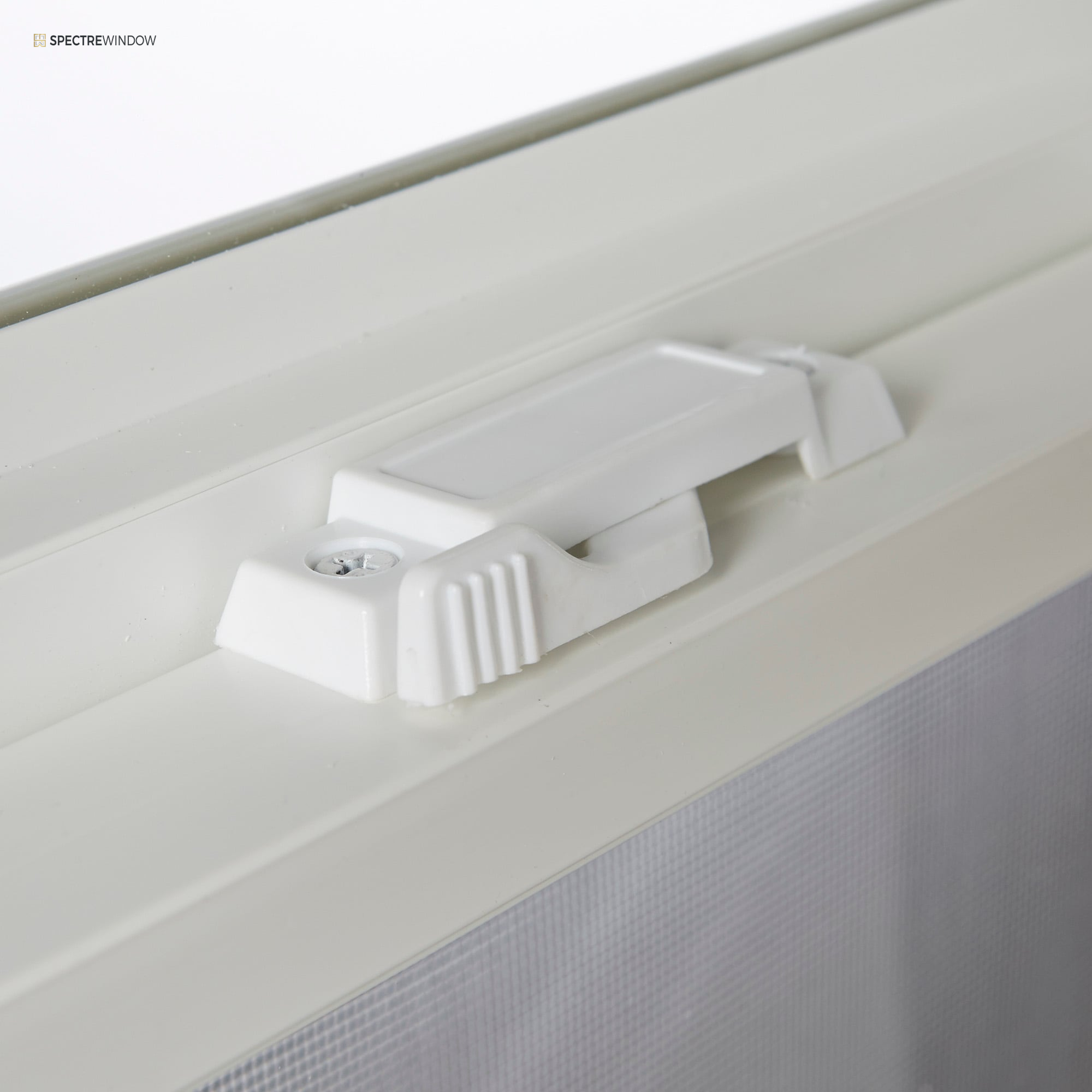 Spectre Window 35.5 in. x 59.5 in. Vinyl Single Hung Tilt Window, New Construction Nailing Fin - frame and hardware detail
