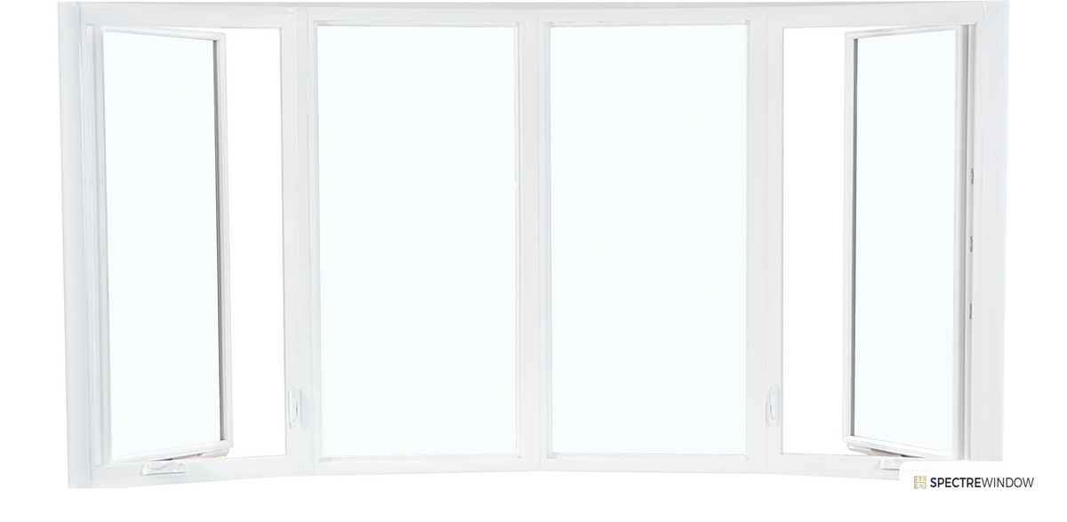 Spectre Window 95.5 in. x 35.25 in. Vinyl Casement Bow Replacement Window - frame and hardware detail