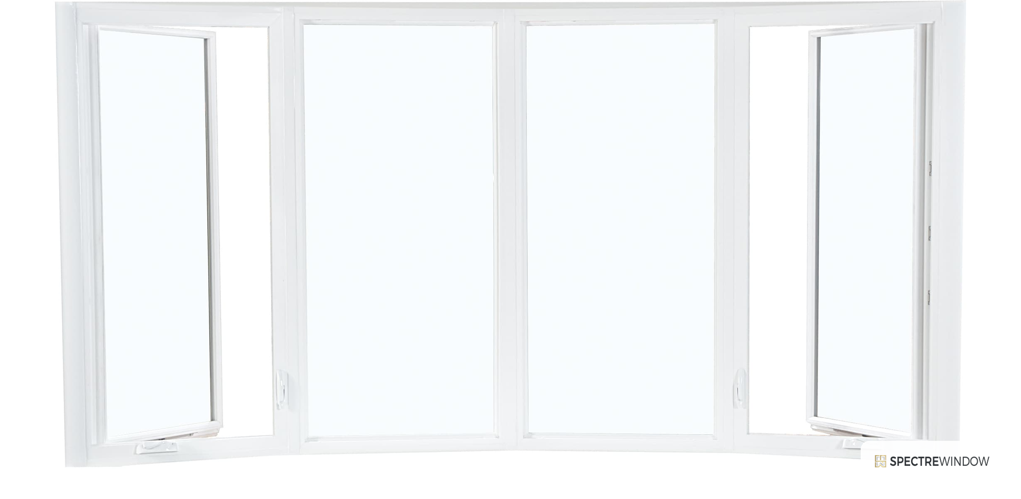 Spectre Window 95.5 in. x 35.25 in. Vinyl Casement Bow Replacement Window - frame and hardware detail