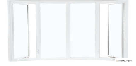 Spectre Window 95.5 in. x 35.25 in. Vinyl Casement Bow Replacement Window - frame and hardware detail