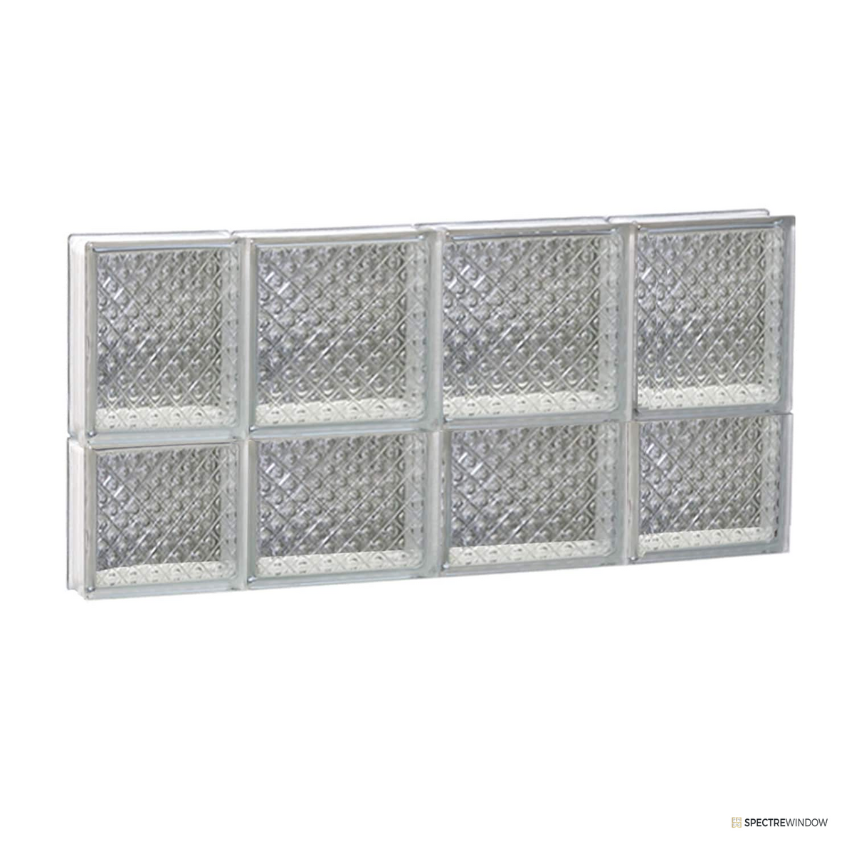 Spectre Window 31 in. x 23.25 in. Frameless Glass Block Replacement Window, Privacy Patterns - frame and hardware detail