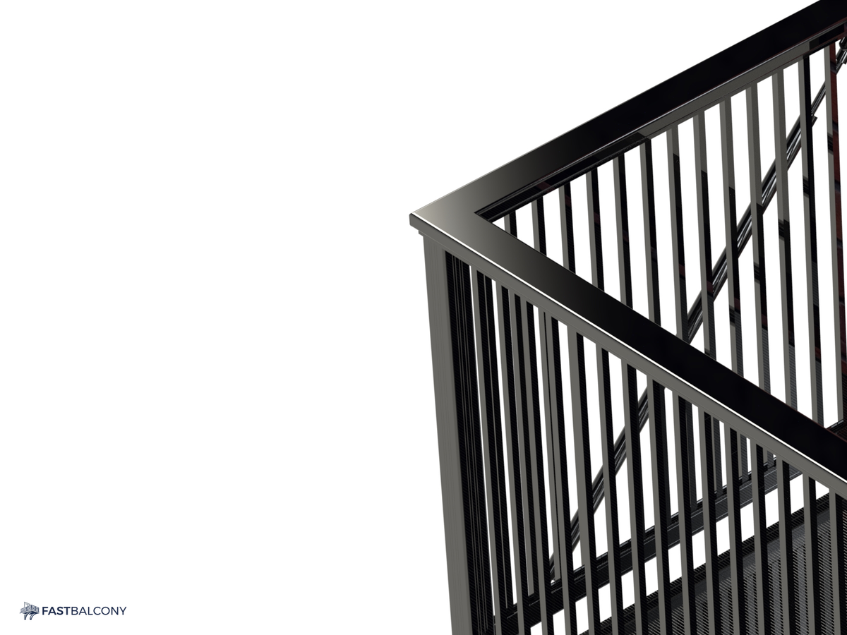 Fast Balcony Top Rail and Bottom Rail Profile Set - frame and rail detail