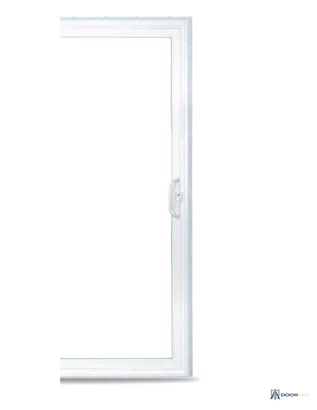 Door Axis 72 in x 80 in White Reversible Vinyl Sliding Patio Door, Low-E Insulated Glass - panel and glazing detail