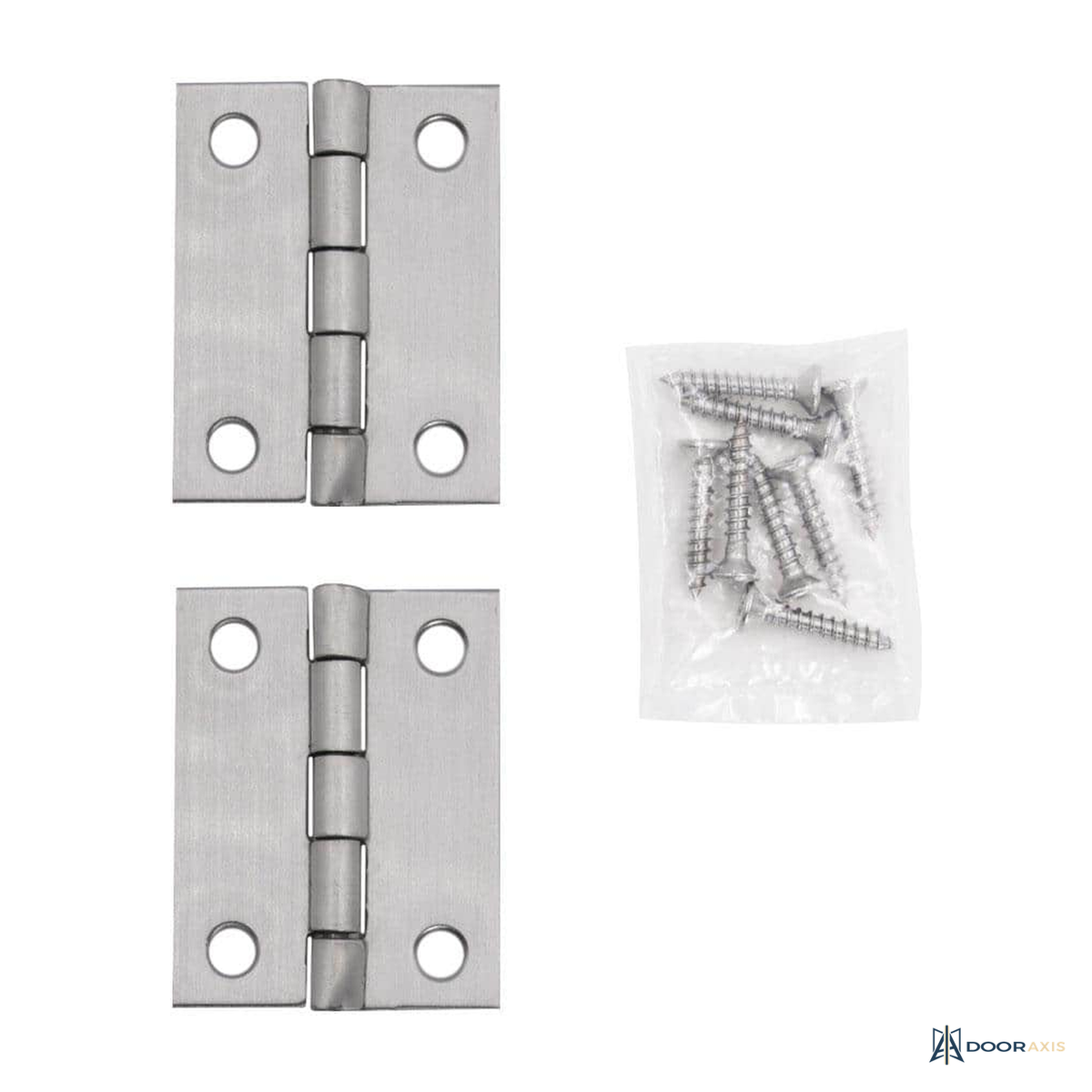 Door Axis 2 in Narrow Butt Hinge, Non-Removable Pin, Stainless Steel, 2-Pack - panel and glazing detail