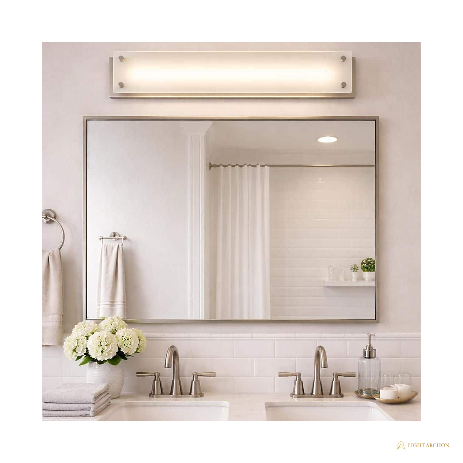Light Archon Averill 24 in. Integrated LED Vanity Light Bar with Frosted White Shade, Brushed Nickel - construction detail