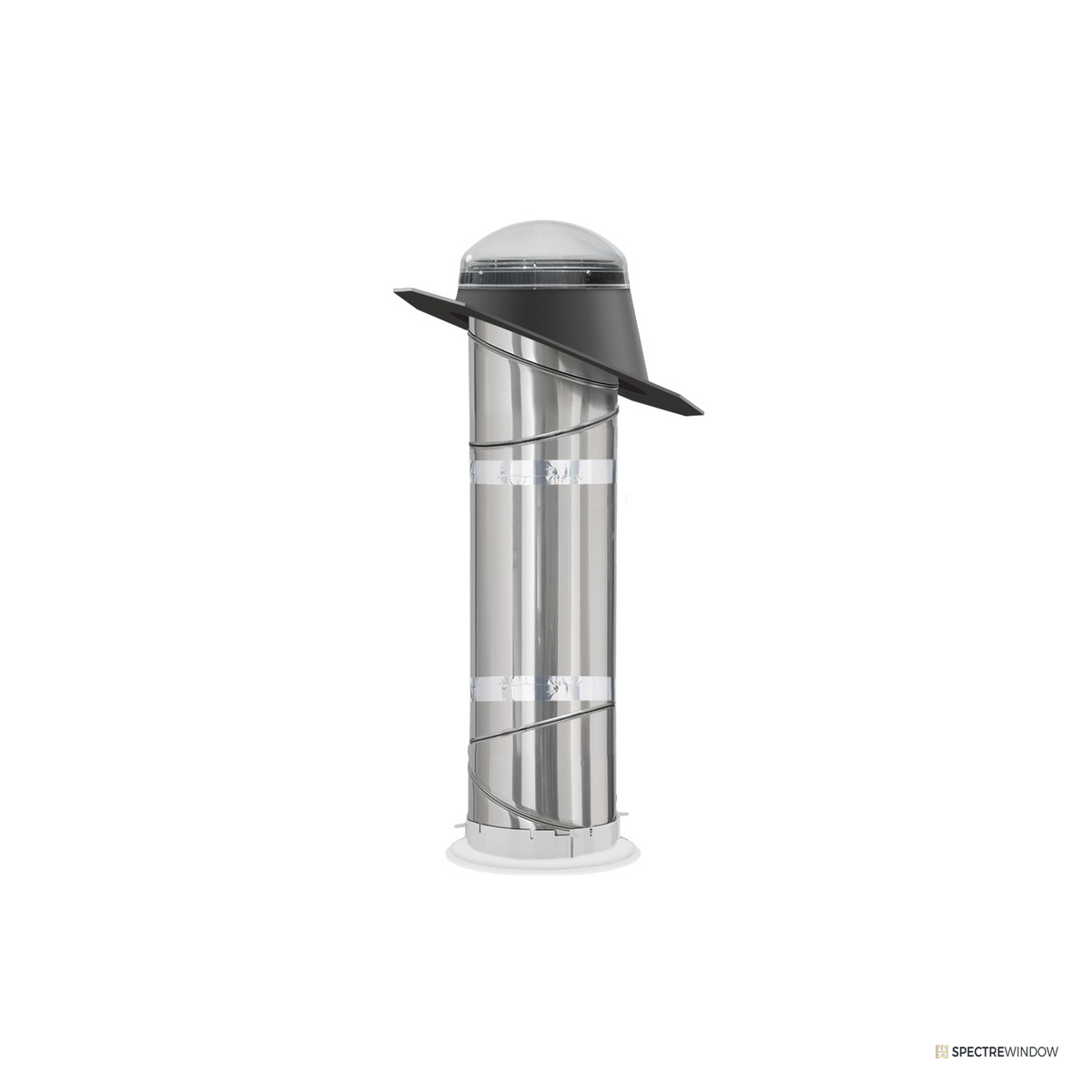Spectre Window 10 in. x 48 in. Rigid Tubular Skylight with Acrylic Dome and Integrated Flashing - frame and hardware detail