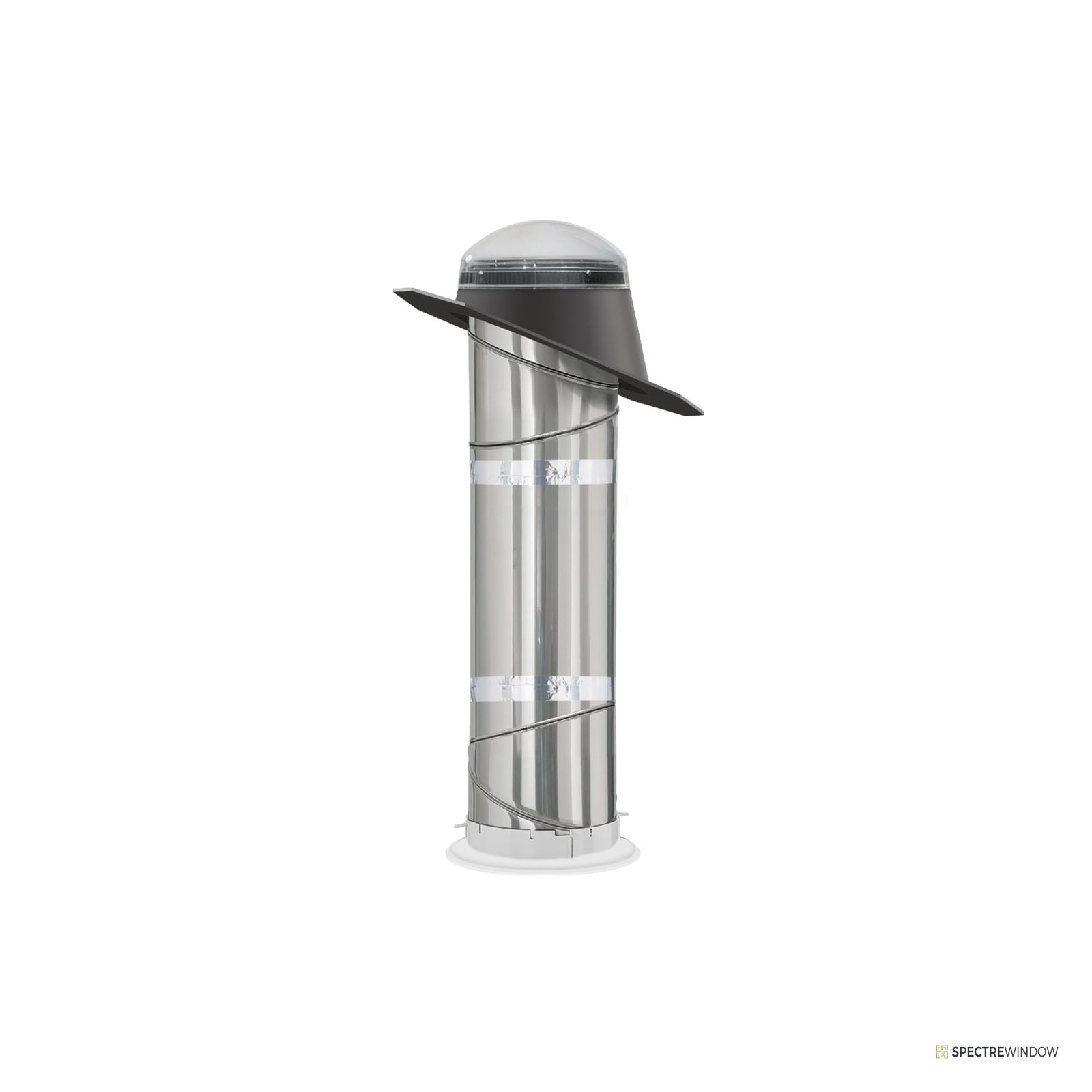 Spectre Window 10 in. x 48 in. Rigid Tubular Skylight with Acrylic Dome and Integrated Flashing - frame and hardware detail