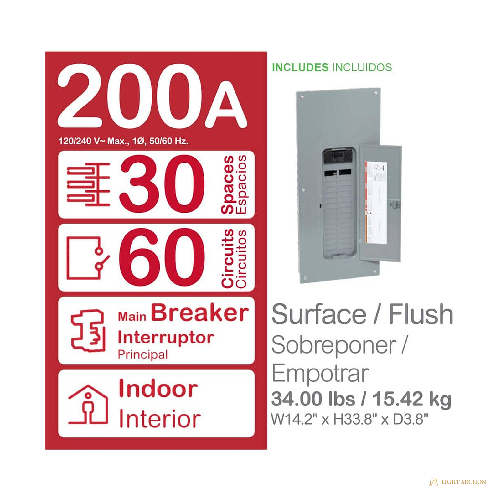 Light Archon Mainstay 200A Plug-On Neutral Load Center - construction detail