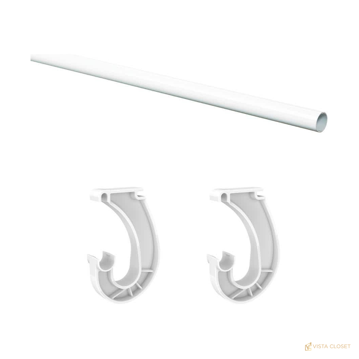 Vista Closet 72 in. White Glide Closet Rod for Ventilated Shelving - construction detail