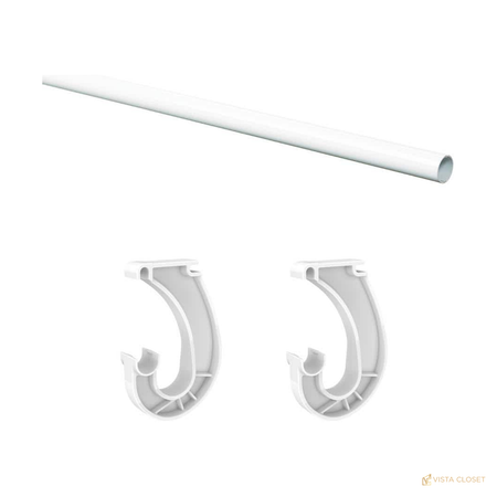 Vista Closet 72 in. White Glide Closet Rod for Ventilated Shelving - construction detail