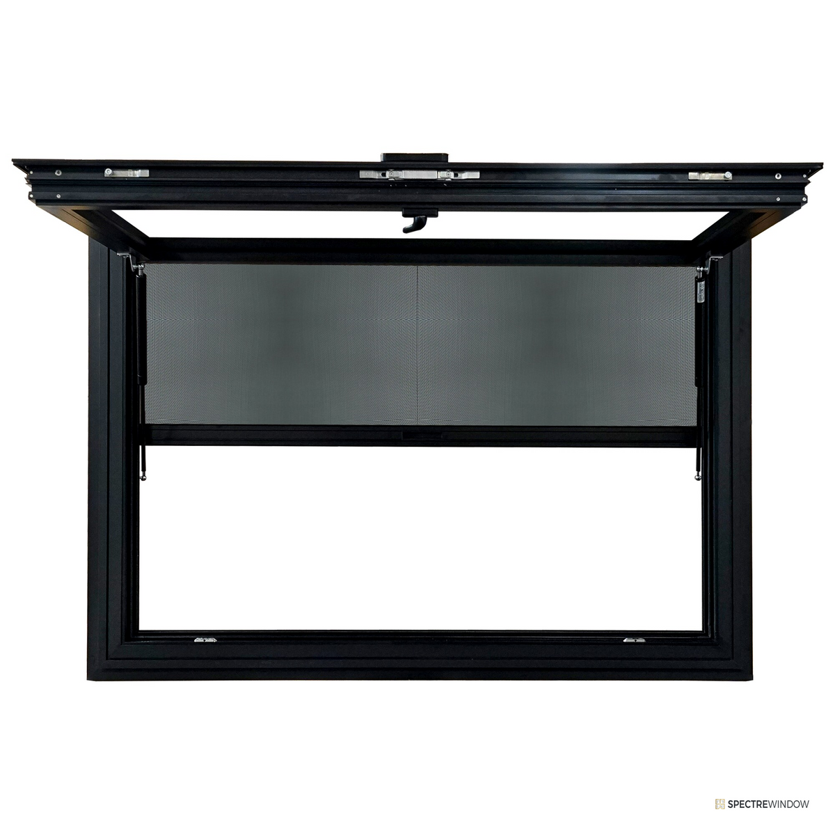 Spectre Window 47.5 in. x 35.5 in. Aluminum Awning Window with Tempered Insulated Glass - frame and hardware detail