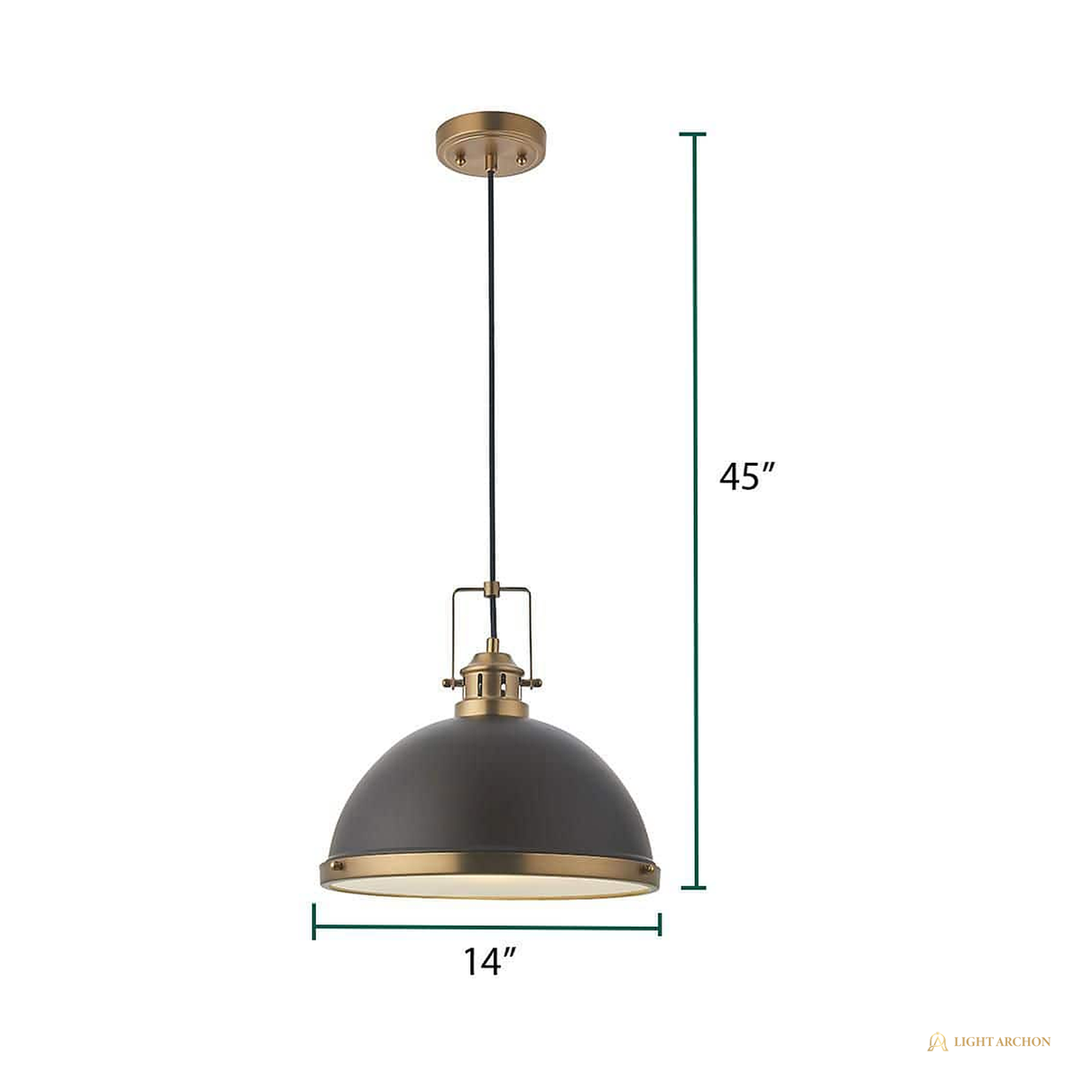 Light Archon Aria 14 in. 1-Light Black and Gold Dome Pendant with Clear Glass Shade - construction detail