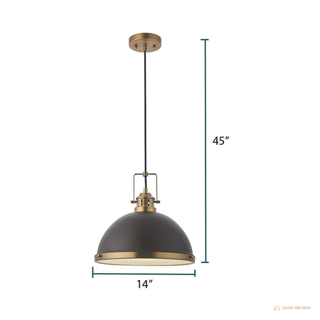 Light Archon Aria 14 in. 1-Light Black and Gold Dome Pendant with Clear Glass Shade - construction detail