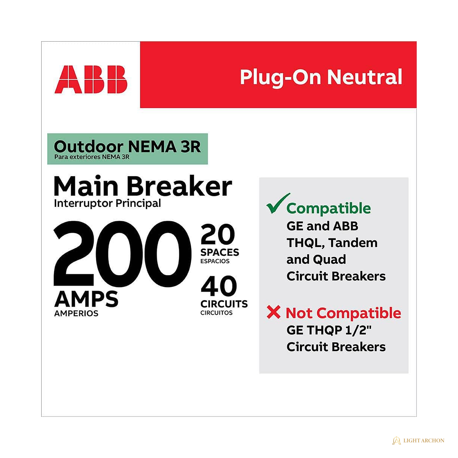 Light Archon Rampart 200A Plug-On Neutral Load Center - construction detail