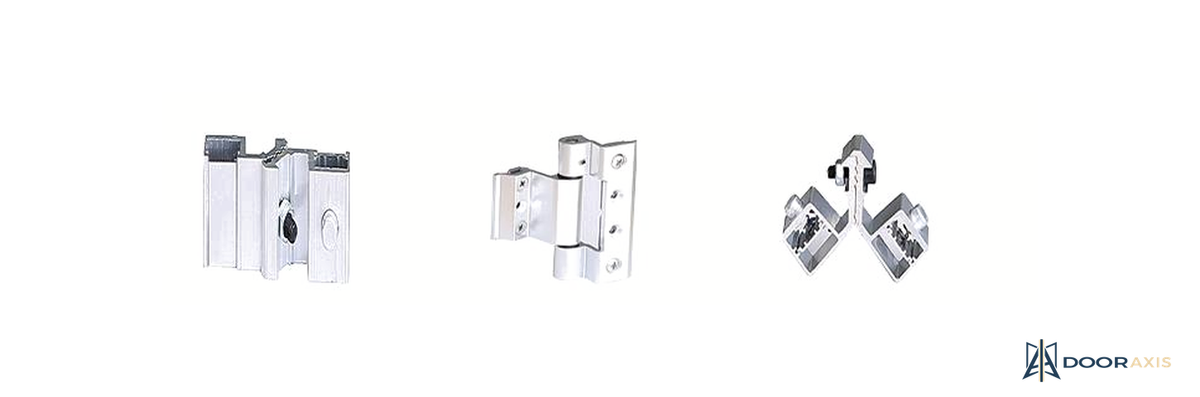 Door Axis Folding Door Hardware Set, Pivots, Carriers, and Drop Bolts - panel and glazing detail