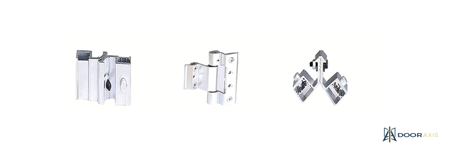 Door Axis Folding Door Hardware Set, Pivots, Carriers, and Drop Bolts - panel and glazing detail