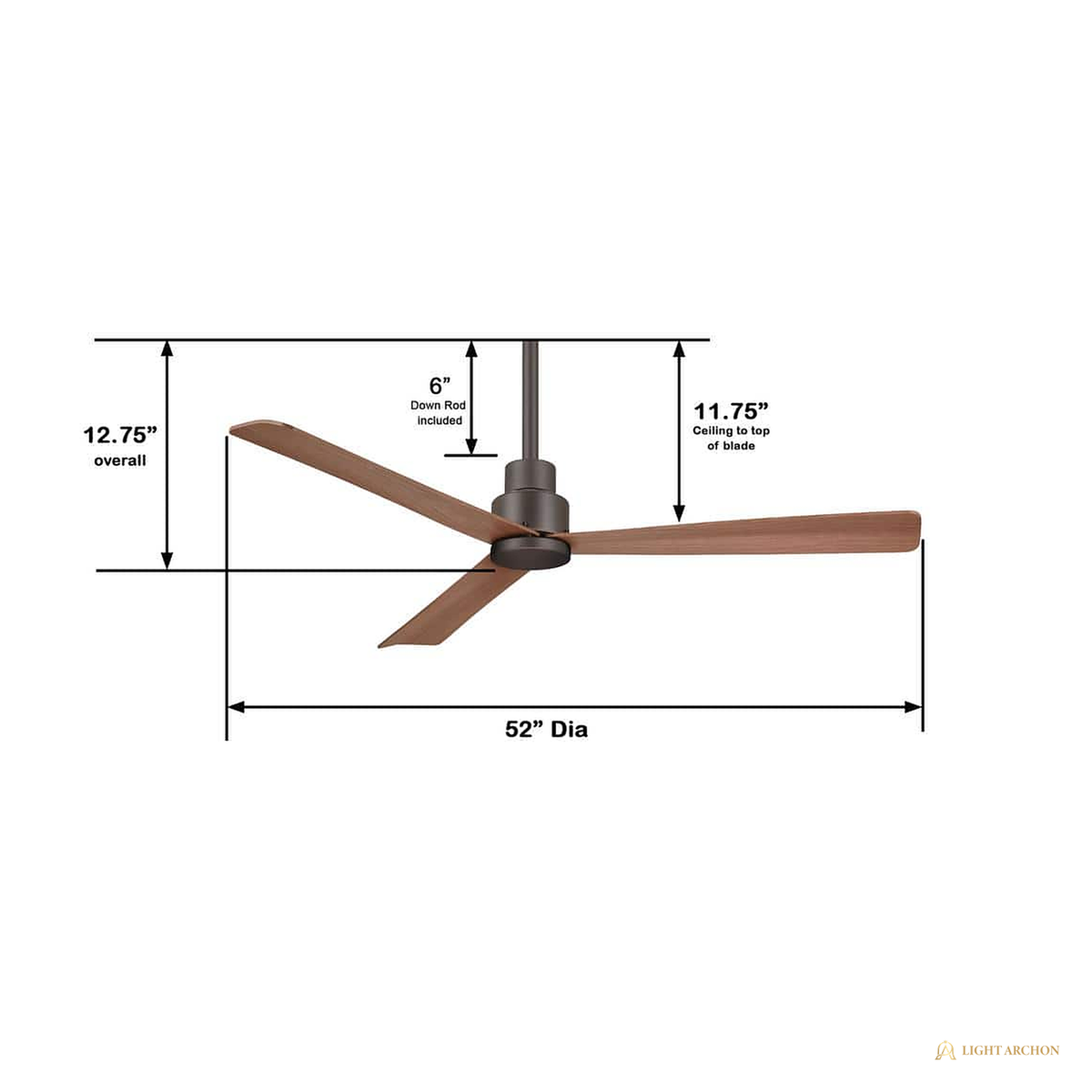 Light Archon Mistral 52 in. Wet-Rated DC Ceiling Fan with Remote Control, Oil Rubbed Bronze - construction detail