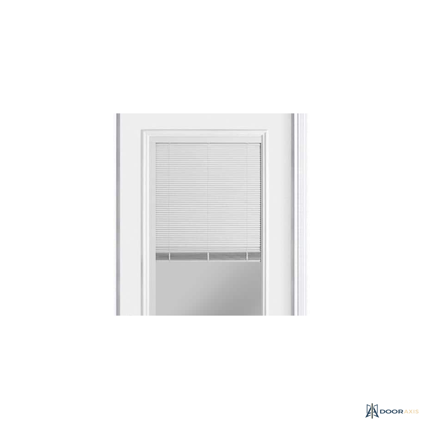 Door Axis 32 in x 80 in Half Lite Internal Blinds Steel Prehung Front Door with Brickmold - panel and glazing detail