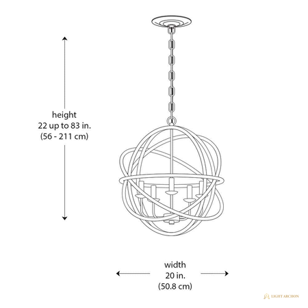 Light Archon Orbis 20 in. 5-Light Black Chandelier with Caged Orb Shade - construction detail