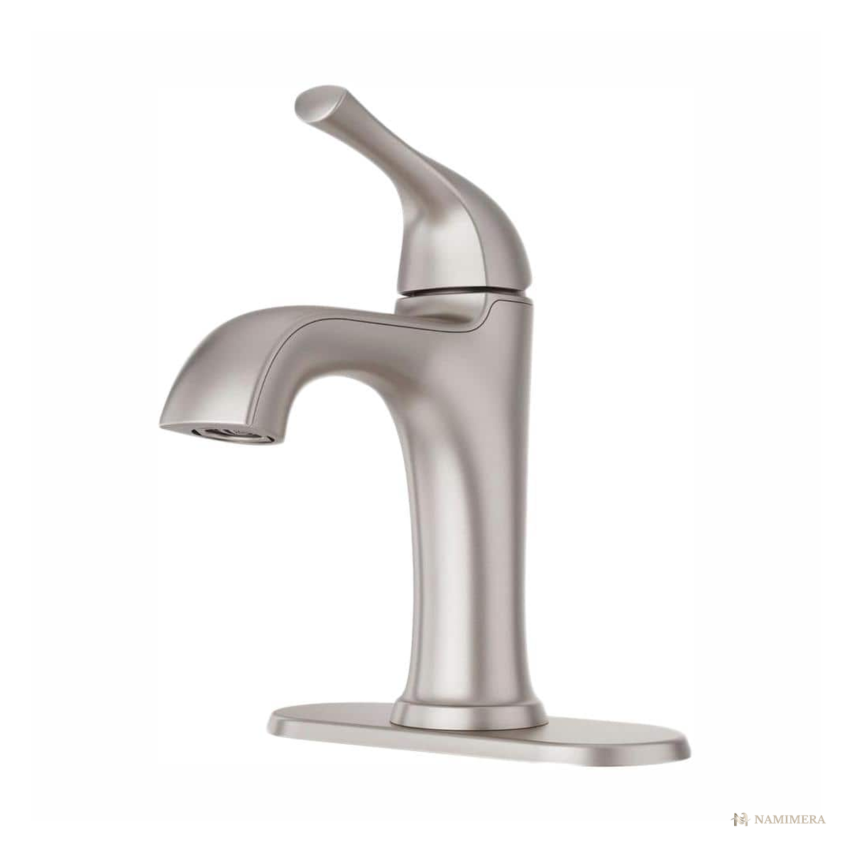 Namimera Single-Hole Single-Handle Mid-Arc Bathroom Faucet with Drain, 1.2 GPM, Polished Chrome - bn finish