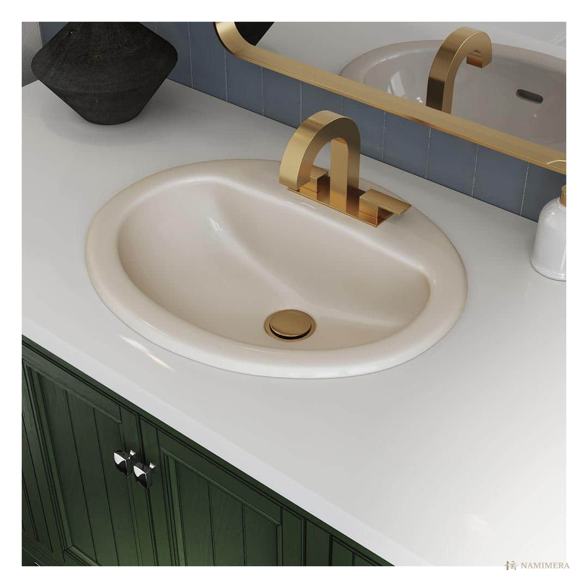 Namimera 20 in. Drop-In Oval Vitreous China Bathroom Sink, White - bsc finish