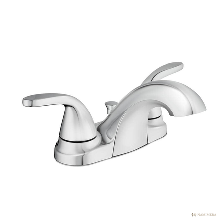 Namimera 4 in. Centerset Double-Handle Low-Arc Bathroom Faucet with Drain, 1.2 GPM, Brushed Nickel - ch finish