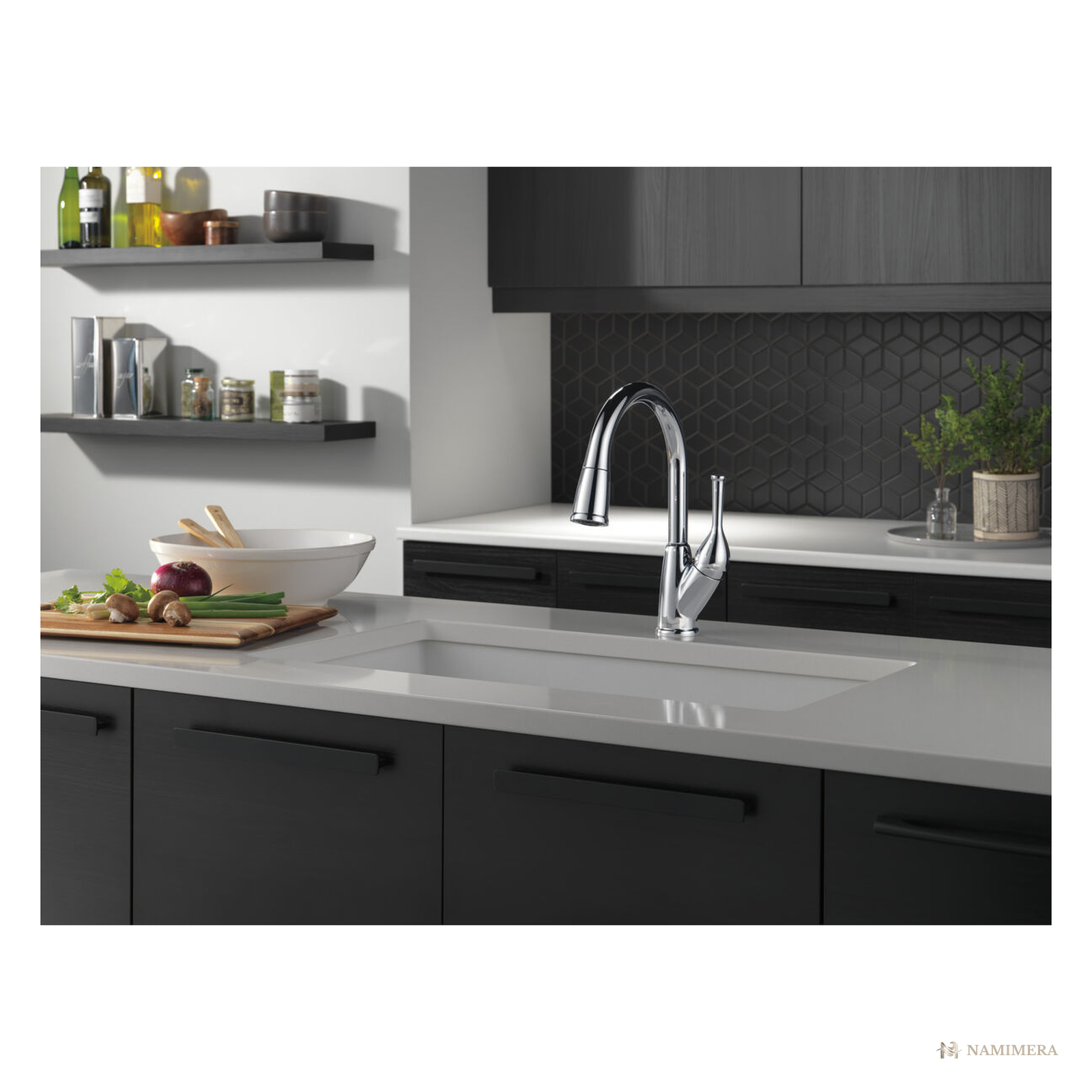 Namimera Pull-Down Kitchen Faucet with Magnetic Dock Sprayer, 1.8 GPM, Stainless Steel - ch finish