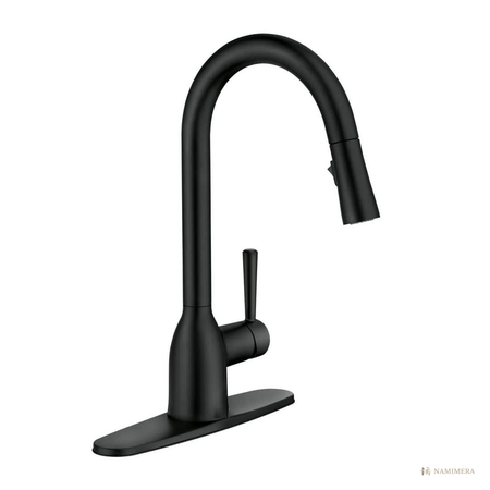 Namimera Single-Handle Pull-Down Kitchen Faucet with Power Rinse, 1.5 GPM, Stainless Steel - mb finish